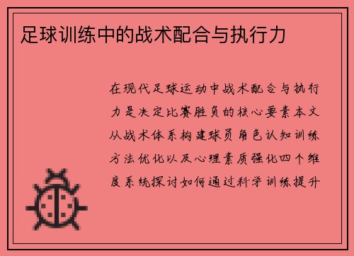 足球训练中的战术配合与执行力